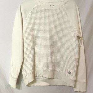 Reebok White Essential Quilted Crew Neck Sweater L